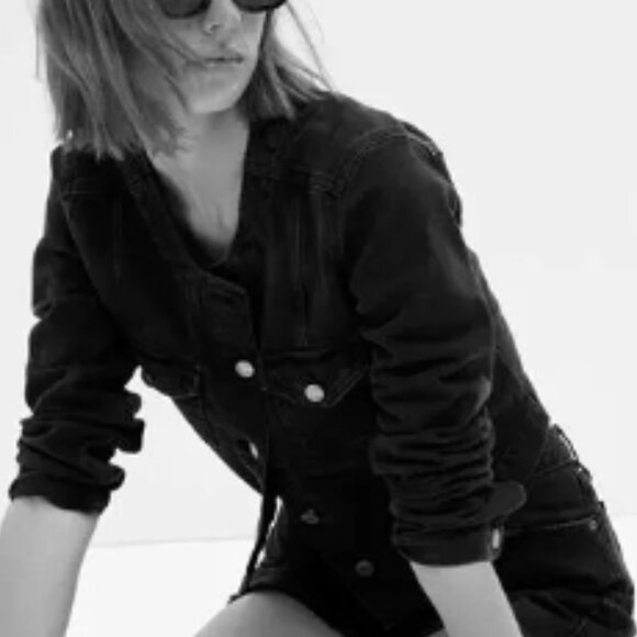 Gap Collarless Denim Jacket – Black – Size M – NWT - Picture 3 of 5